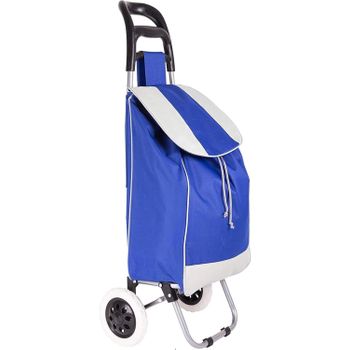 Carro De La Compra Ligero, Capacidad De Carga 42 Litros, Bolsillo Frontal Con Cremallera, 35x25x94cm, Grande (azul)