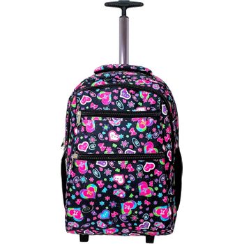 Mochila Con Ruedas Escolar Carro Para El Colegio Niña Niños Grande Bolsas Escolares Bag Infantil Patineta (rosa - Corazones)