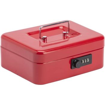 Caja De Seguridad, Caudales, Fuertes De Escritorio Portátil Almacenamiento Bloqueo De Contraseña 3 Dígitos (25x18x9cm, Rojo)