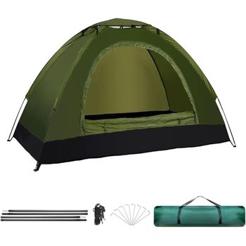 Tienda De Campaña Tipo Iglu Impermeable Acampar, Camping, Carpa Verde Con Bolsa De Transporte (2 Personas)