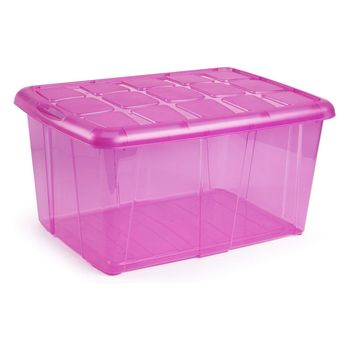 Caja De Almacenamiento, Pongo Todo Ropa, Hogar, 60l Litros Organizador Impermeable (rosa Translúcido)