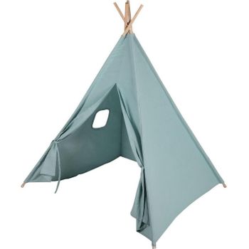 Tienda De Campaña Para Niños Tipi Infantil, 155x120x120 Cm, Decoración Diseño Juego Indio, Color Azul