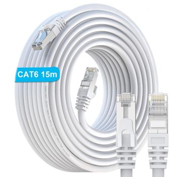 Cable Ethernet Ftp Cat 6 Patch Cord De 15m, Cable De Red Lan Con Conectores Rj45, Cable De Conexión Awg24