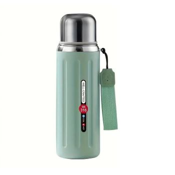 Termo De Agua Caliente O Fria, Cafe, Infucion De Té, Botella 600ml En Acero Inoxidable Sus 316 (verde)