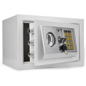 Caja Fuerte De Seguridad Con Teclado Digital O Llave 2 En 1, Cerradura De Llave De Seguridad Para El Hogar (31x20x20cm - Blanco)