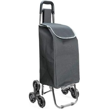 Carro De La Compra Plegable Con 6 Ruedas Para Subir Escaleras, Carrito Del Mercado, Bolsa Impermeable De 42l Litros Gris