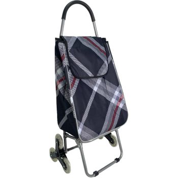 Carro De La Compra Con 6 Ruedas Para Subir Escaleras, Carrito Del Mercado Plegable, Bolsa Impermeable De 42l Litros (negro)