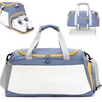 Bolsa De Viaje Equipaje De Mano, Bolsa Deporte Con Compartimento Zapatos, Bolso Grande 35l Ligera E Impermeable Maleta (azul)