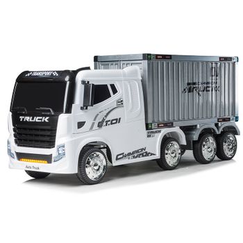 Camión Eléctrico Para Niños Bc Truck Con Remolque De Carga, 4 Motores Y Mando / Coche De Batería (12v) Para Niños-blanco
