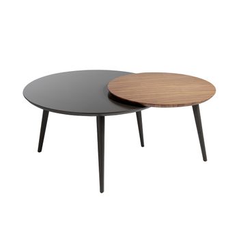 Mesa De Centro  Modelo Luzon Ø80/ Ø59,5 X 41h/43,5  - Roble