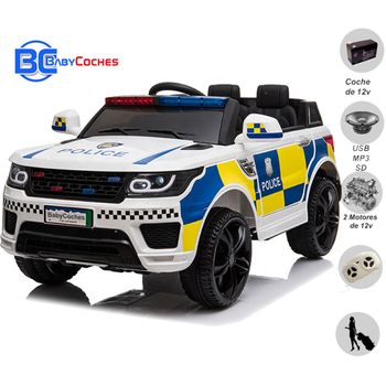 Coches Eléctricos Para Niños De Policia De 12v. Coche De Batería Para Niños Con Mando Control Remoto. Vehículo Con Iluminación Y Sirena De Policia.