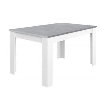 Mesa Comedor Extensible De 140-190x90 Cm Katia, En Blanco Y Gris Cemento