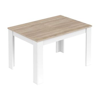 Mesa Comedor Extensible De 140-190x90 Cm Katia, En Blanco Y Roble Canadian