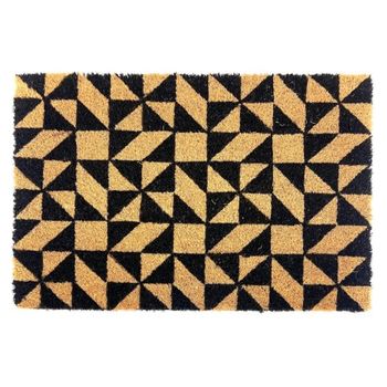 Felpudo Alfombra Fibra De Coco Natural Con Reverso Pvc Antideslizante Para Exterior E Interior 40x60cm (triangulos)