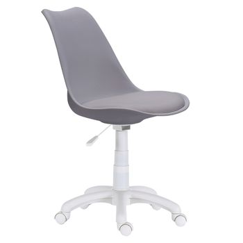 Silla De Escritorio Tulipa, Asiento Ergonómico Tapizado Polipiel Color Gris