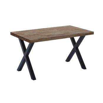 Mesa De Comedor Darek Estilo Industrial Mesa Madera Patas Negras En 'x' De 140x80 Cm