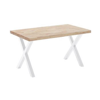 Mesa De Comedor Darek Estilo Industrial Mesa Madera Patas Blancas En 'x' De 140x80 Cm