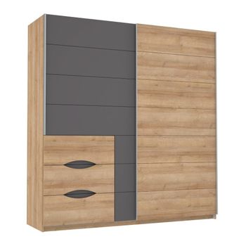 Armario Ropero 2 Puertas Correderas 200 Cm Colette, Con Cajonera Integrada  Desde Exterior, En Blanco Y Roble con Ofertas en Carrefour