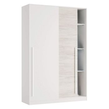 Armario Ropero 2 Puertas Correderas De 120 Cm Billy, Con Estantes Y Barra Para Colgar, En Blanco Y Velho