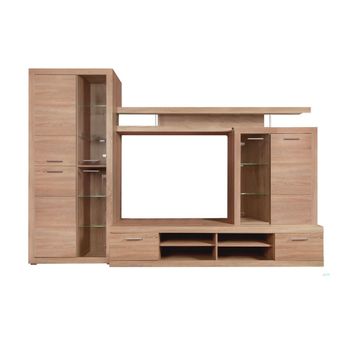 Mueble Salón Completo Elijah, De 285 Ancho X 195 Alto, En Roble