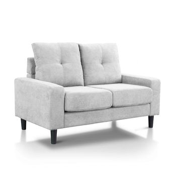 Sofá 2 Plazas Brooklyn Respaldo Capitoné, Combinable Con Sofá 3 Plazas Y Chaiselongue 143x78x95cm Color Gris Claro