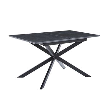 Mesa Extensible Tipo Libro Olimpo, Con Acabado Cerámico Y Patas Metal Doble X, En Negro