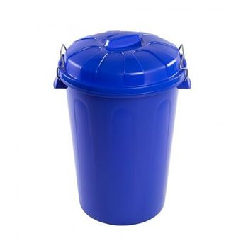 Cubo De Basura Con Tapa 21 Litros Basurero Azul Asas De Presión