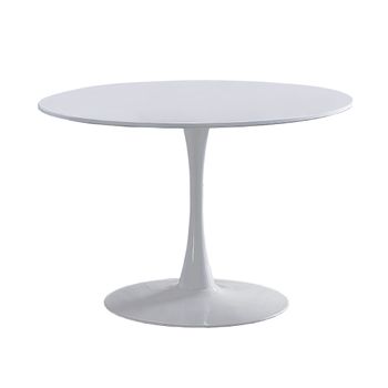 Mesa Redonda Comedor Cocina Chiara Con Pata Tipo Tulipa, En Blanco