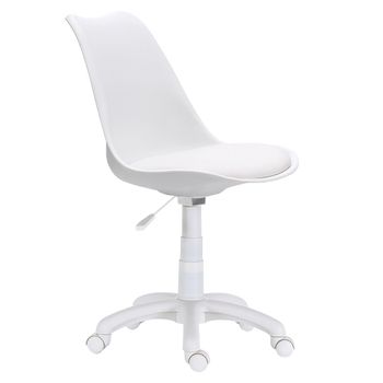 Silla De Escritorio Tulipa, Asiento Ergonómico Tapizado Polipiel Color Blanco