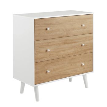 COMODA INFANTIL BLANCA 3 CAJONES RUEDAS 98X55X82