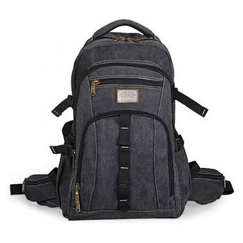 Mochilas De Lona Vintage, Bolsa De Viaje Informal Para Estudiantes, Senderismo, Viaje, Camping, Bolsas De 50 Litros (negro)