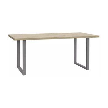 Mesa Comedor Industrial Ulry Con Pata  De Metal Color Gris Y Tapa Roble 180x90cm.