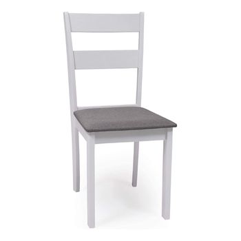 Pack 2 Sillas Comedor Blancas Con Asiento Tapizado Tela Gris