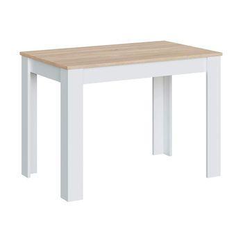 Mesa Cocina Rectangular Fija Katia, 109x67 Cm, En Blanco Y Roble Canadian