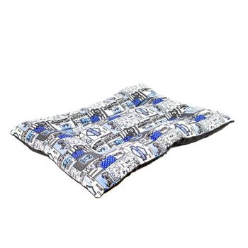 Cama Cojín Para Perros Mascotas Con Acolchado Grueso 90x70 Estampado Ruta 66 Azul Motos