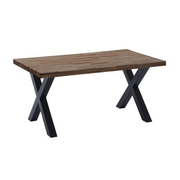 Mesa De Comedor Darek Estilo Industrial Mesa Madera Patas Negras En 'x' De 160x90 Cm