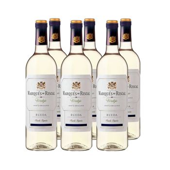 Caja 6 Botellas Marqués Riscal Verdejo Organic 2023  Vino Blanco España Rueda 75 Cl. º