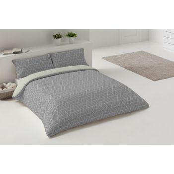 Set de Funda Nórdica y Almohada de Franela TEX HOME Tartan Cama 90 cm Gris