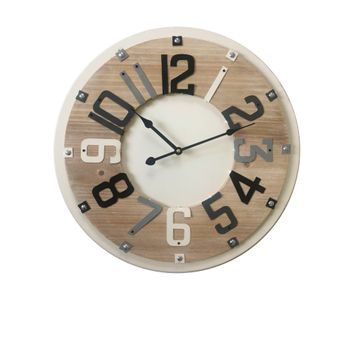 Reloj Pared Hogar Beige Madera Estilo Industrial 50x50x4,5 Rebecca Mobili