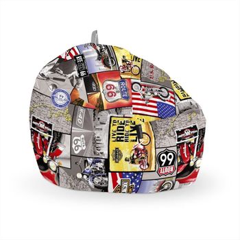 Puff Pelota Estampado Ruta 66 Happers