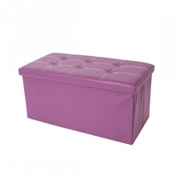 Taburete Puff Reposapiés Organizador Morado 38x76x38 Rebecca Mobili