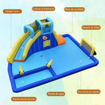 Castillo Hinchable Casa Inflable Acuática 6 En 1  Costway 526 X 365 X 205 Cm