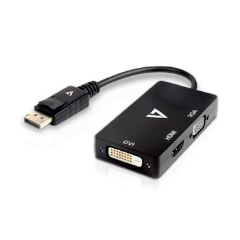 V7 0.3ft Black Dp To Vga M/f, 0,1 M, Displayport, Vga + Hdmi + Dvi, Macho, Hembra, Negro