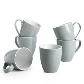 Dowan Juego De Tazas De Café, Juego De 6 Tazas De Café Grandes De 500 Ml Con Asa, Gris