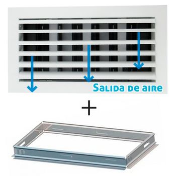 Rejilla lineal inclinación 0º blanca para aire acondicionado + marco de  montaje 200x75mm