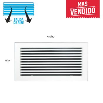 Rejilla Lineal Inclinación 0º Blanca Para Aire Acondicionado  200x75mm