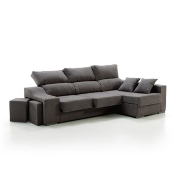 Sofa Chaise Longue Loki Derecha Gris Marengo Tejido Con Sistema Acualine Y Desenfundable 4 Plazas 225x150 Cm Tanuk