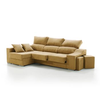 Sofa Chaise Longue Loki Izquierda Mostaza Tejido Con Sistema Acualine Y Desenfundable 4 Plazas 225x150 Cm Tanuk
