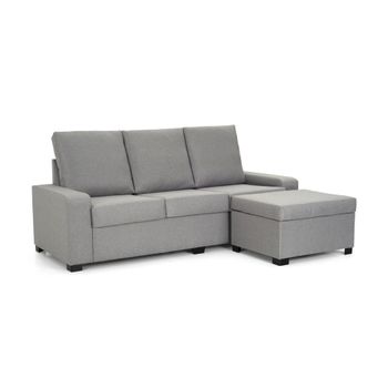 Sofa Chaise Longue Snotra Reversible Gris Perla Tejido Con Sistema Acualine Y Desenfundable 4 Plazas 220x150 Cm Tanuk