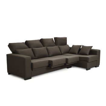 Sofa Chaise Longue Lytir Derecha Marron Desenfundable Respaldo Reclinable 273x145 Cm 4 Plazas Tanuk